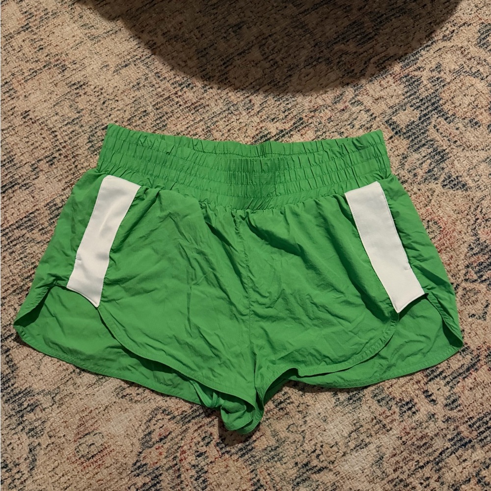 JoyLab Bright Green Athletic Shorts with White Trim